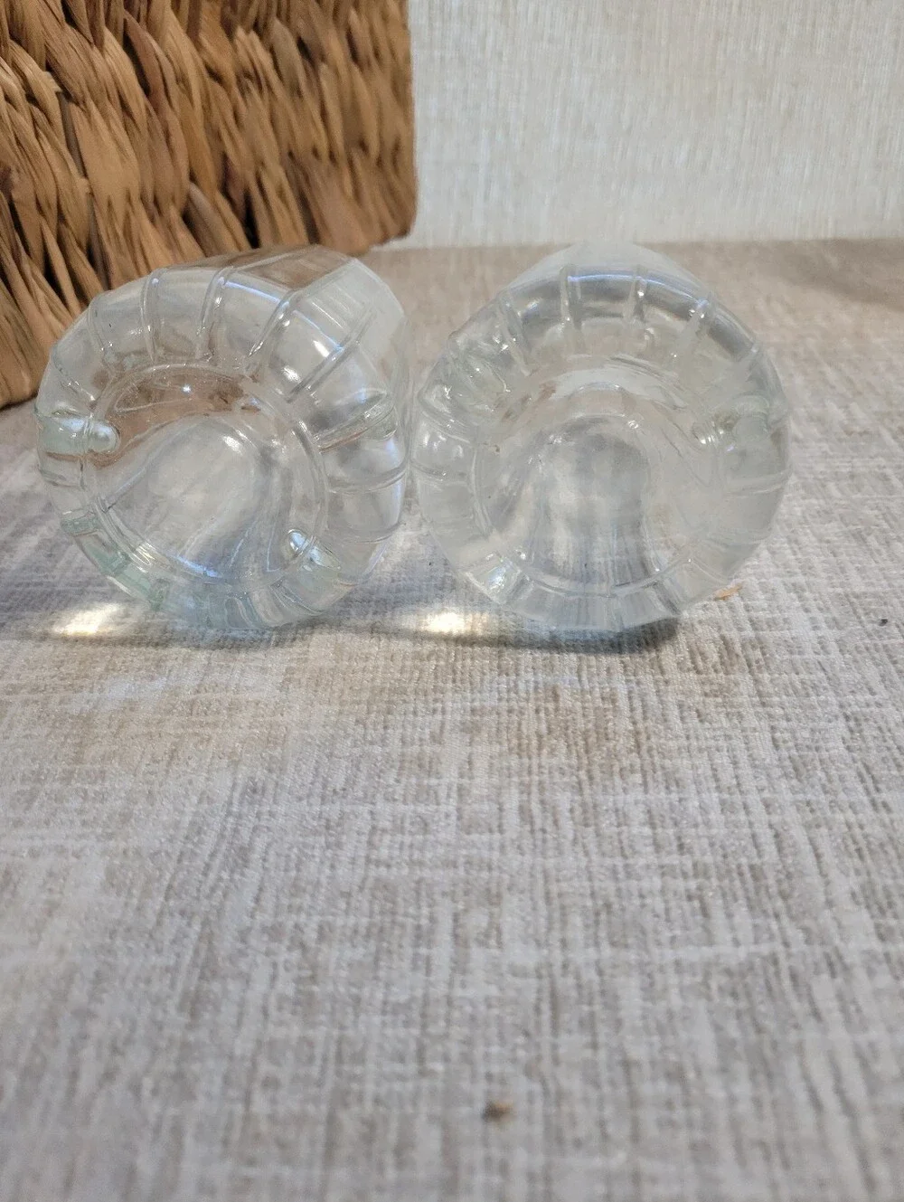 Vintage Clear Ribbed Glass Bud Vases -set Of 2 Bohemian Glass Fluted Vase